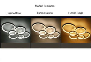Lustra LED Circle Design, SLC, Dreptunghiulara 6 cu Telecomanda, lumina calda/ rece si intensitate reglabila - imagine 4