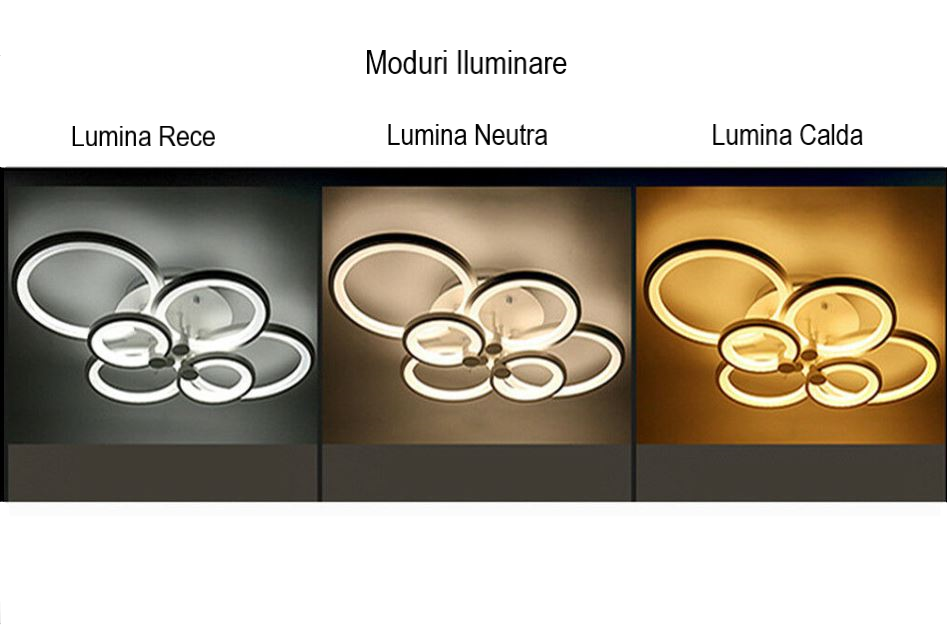 Lustra LED Circle Design, SLC, Dreptunghiulara 6 cu Telecomanda, lumina calda/ rece si intensitate reglabila - imagine 4