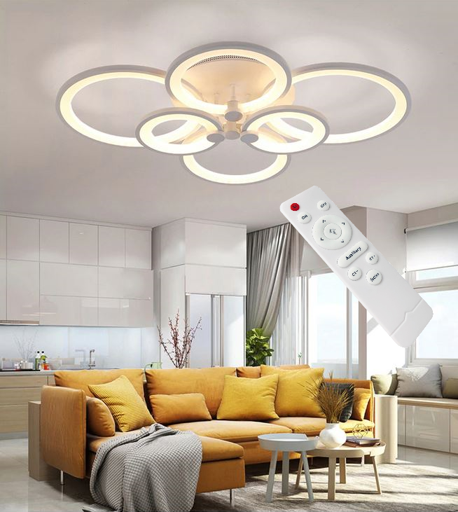 Lustra LED Circle Design, SLC, Dreptunghiulara 6 cu Telecomanda, lumina calda/ rece si intensitate reglabila - imagine 2