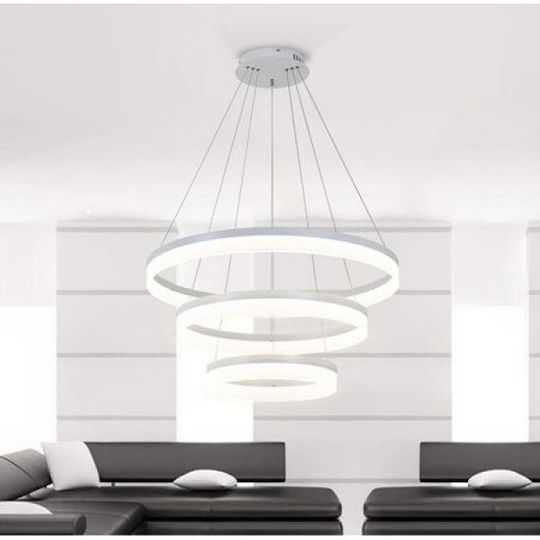 Candelabru LED 3 Cercuri 60 40 20 cm lumina rece-calda selectabila 100W - imagine 3