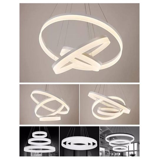 Candelabru LED 3 Cercuri 60 40 20 cm lumina rece-calda selectabila 100W - imagine 4