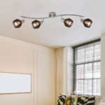 Lustra Briloner Leuchen, 4 socluri E14, Abajur Lemn - maro inchis, Brate pivotante si rotative - imagine 2