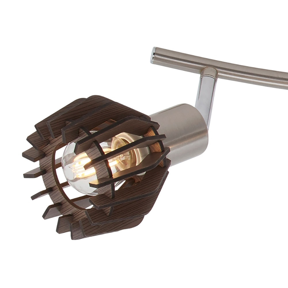 Lustra Briloner Leuchen, 4 socluri E14, Abajur Lemn - maro inchis, Brate pivotante si rotative - imagine 5