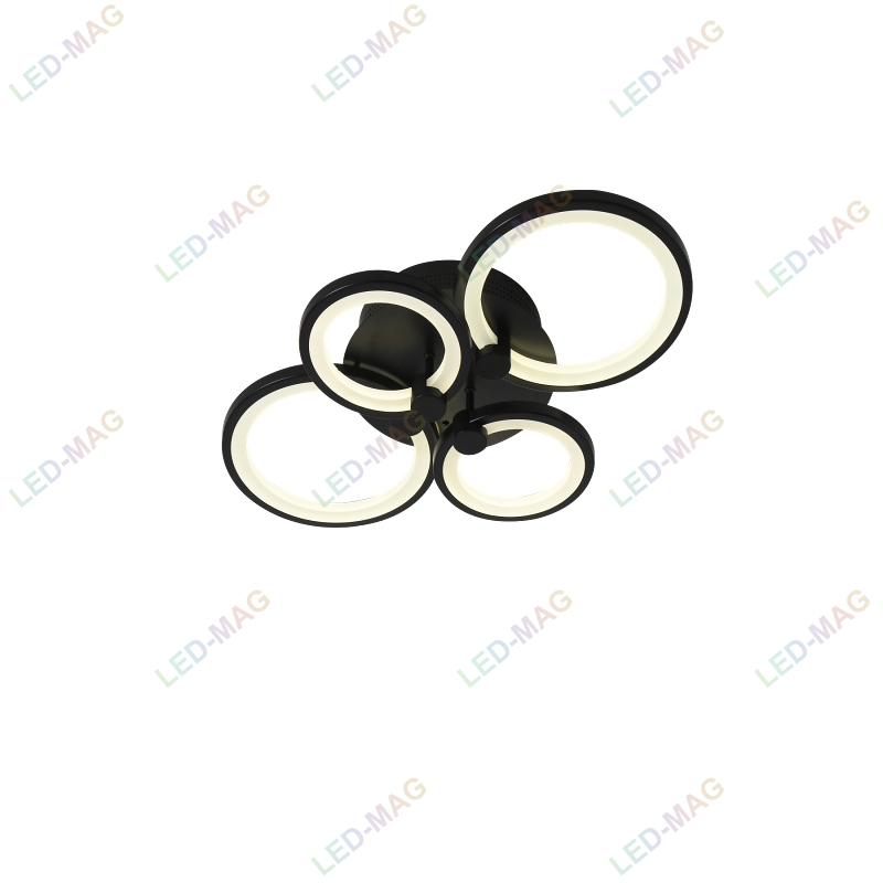 Lustra LED Circle Black 2+2 cu Telecomanda, lumina calda/ neutra/ rece si Intensitate reglabila - imagine 3