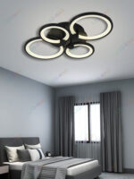 Lustra LED Circle Black 2+2 cu Telecomanda, lumina calda/ neutra/ rece si Intensitate reglabila