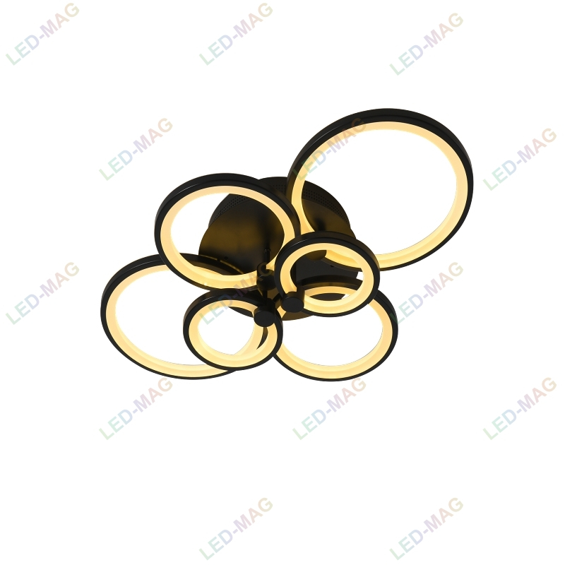 Lustra LED Circle Design Neagra, SLC, Dreptunghiulara 6 cu Telecomanda, lumina calda/ rece si intensitate reglabila - imagine 4