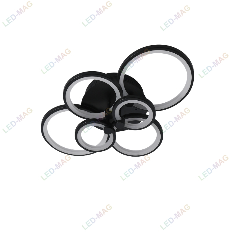 Lustra LED Circle Design Neagra, SLC, Dreptunghiulara 6 cu Telecomanda, lumina calda/ rece si intensitate reglabila - imagine 5