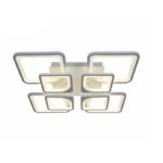 Lustra LED integrat SLC Selino Concept Quadrato 4+4, 108-216W, cu aplicatie telefon, telecomanda, lumina calda/neutra/rece, intensitate reglabila, 59 cm, Alb