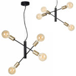 Lustra Briloner Leuchen Black Steel, 4 socluri E27, Brate Ajustabile, Max 60W, 41x120 cm - imagine 4