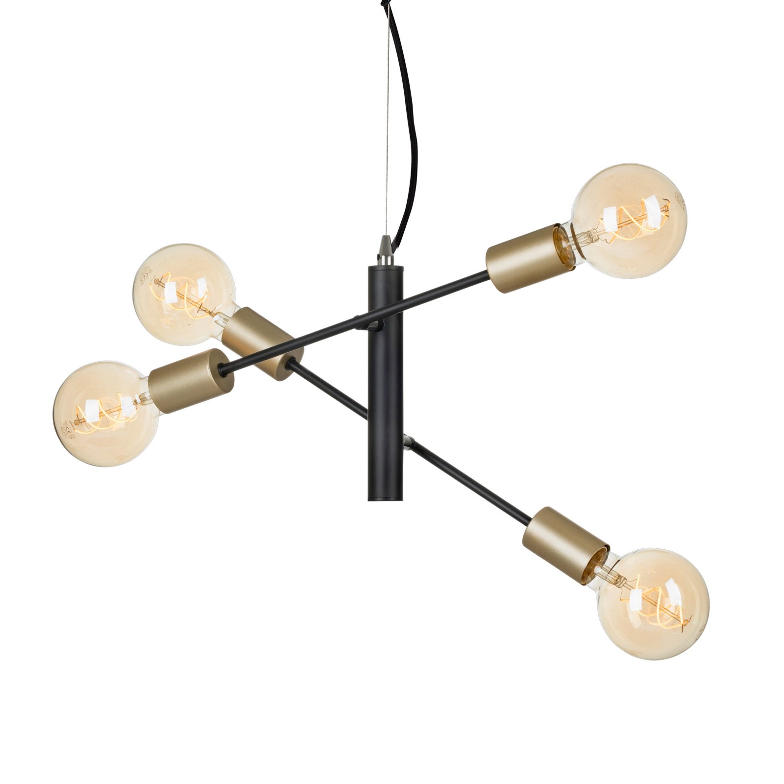 Lustra Briloner Leuchen Black Steel, 4 socluri E27, Brate Ajustabile, Max 60W, 41x120 cm - imagine 5