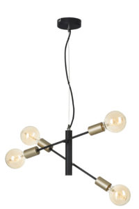 Lustra Briloner Leuchen Black Steel, 4 socluri E27, Brate Ajustabile, Max 60W, 41x120 cm