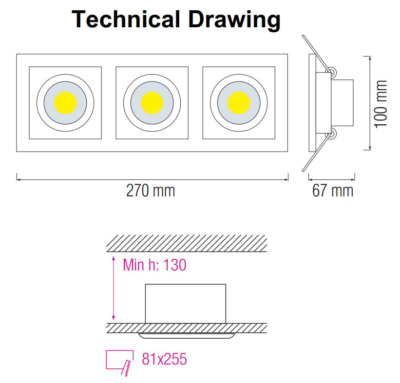 Spot led Triplu 24W Lumina Alba - imagine 3
